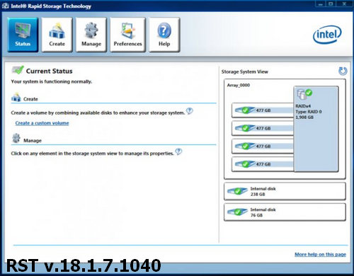 Intel Rapid Storage Technology (RST) Drivers v.18.1.7.1040, v.18.31.7.1040 download for Windows