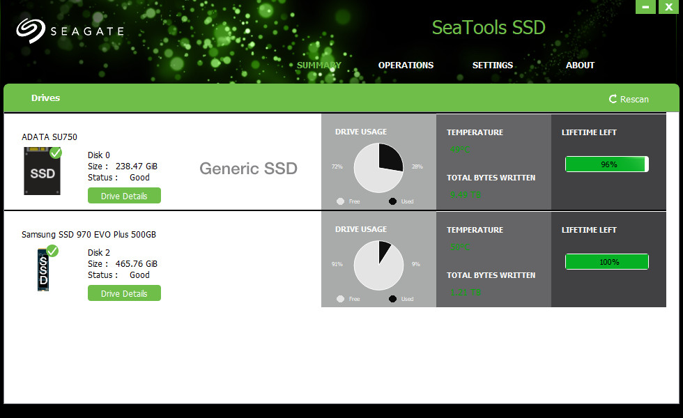 Seagate SeaTools SSD GUI Drivers  v.4.0.48, v.3.1.989 download for Windows