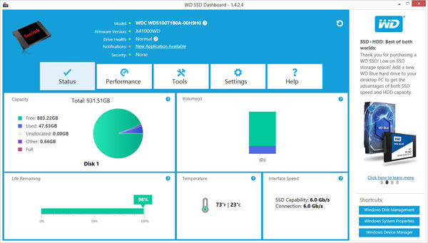 Western Digital SSD Dashboard Driver  v.3.8.2.9 download for Windows